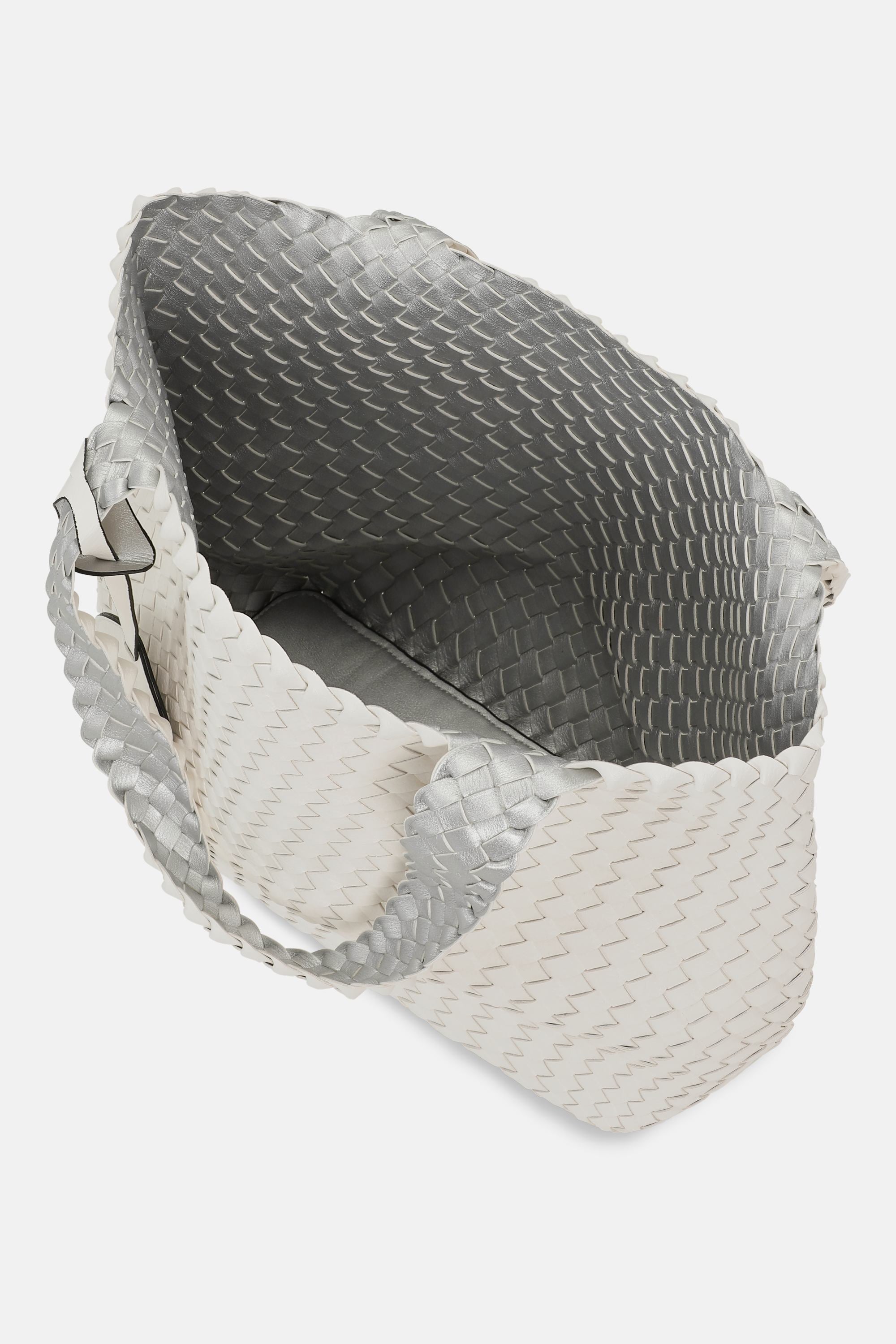 Tote Bag Flettet - White Silver